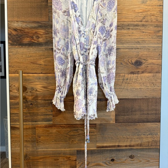 HEMANT & NANDITA Floral Romper in Purple and White with Braided Belt - Picture 5 of 12